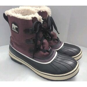 Sorel Waterproof Tivoli Purple Black Womens Winter Duck Boots Sz 10.5 Lined